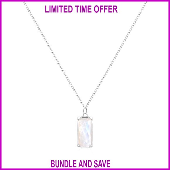 925 Sterling Silver Emerald Cut Moonstone Choker Necklace Gift Women